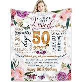 Hcoviv 50th Birthday Gifts Women Blanket 50*60, Happy 50th Birthday Gift Ideas, 50th Birthday Decorations, Gifts for Women Turning 50, Gifts for 50-Year-Old, Best Birthday Present 1976 Throw Blanket