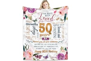 Dppolkid 60"x80", Happy 50th Birthday Gift Ideas, 50th Birthday Decorations, Gifts for Women Turning 50, Gifts for 50-Year-Ol