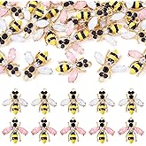 Boutigem Enamel Bee Charms Rhinestone Honeybee Pendants Yellow Bee Dangle Pendants Cute Insect Animal Metal Charms for DIY Crafts Earring Necklace Keychain Jewelry Making