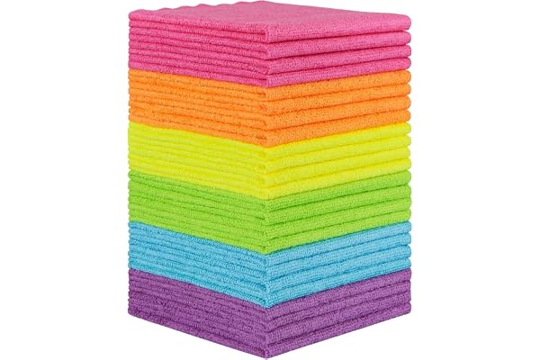 Orighty Microfiber Cleaning Cloths, Pack of 24, Highly Absorbent Cleaning Supplies, Lint Free Cloths for Multiple-use, Powerf