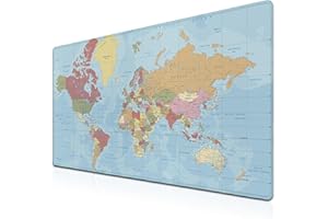 Samgula Desktop Mat World Map Full Desk Mouse Pad, Office Gaming Mousepad Large Mousepad, Computer Pad Non-Slip Rubber Base W