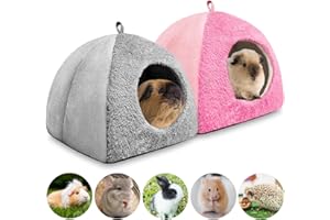 PERIFLOWIN 2 Pack Guinea Pig Hideout House,Cozy Guinea Pig bed，Hamster House Washable Cage Accessories Warm Bed Small Animal Hideout for Hedgehogs Ferrets Dwarf Rabbits