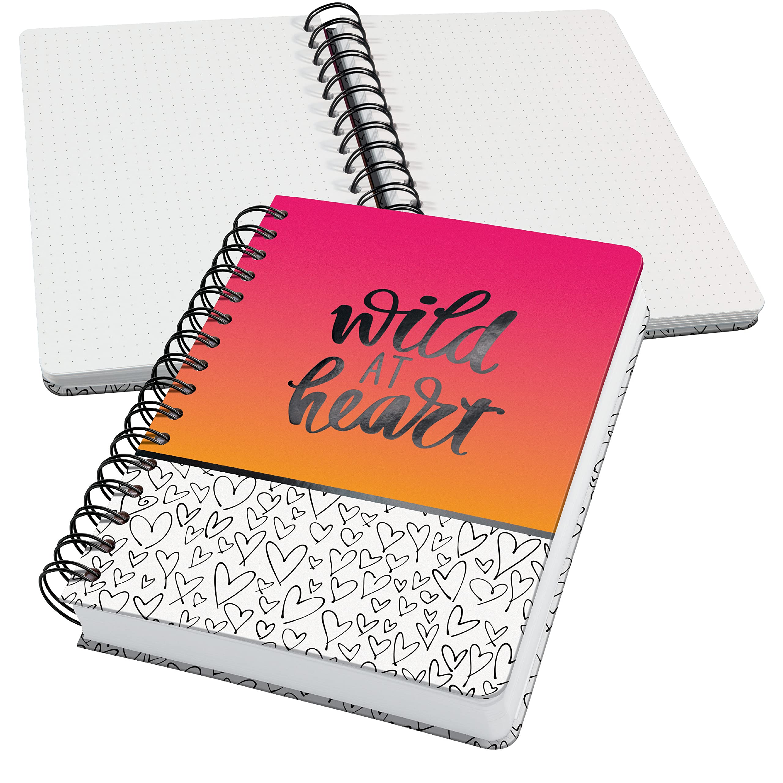SIGEL JN621 Jolie Spiral notebook, Wild Hearts, dotted (dot grid), 120 gsm, 16,8 x 21,5 cm, hardcover, 240 pages, Black, Pink, Orange