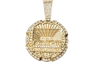 ICEDTAG Full Iced Blinged Out Religious Last Supper Hip Hop Gold Tone Simulated Diamond Shine Luxury Statement Jesus Large XL Size Pendant Charm