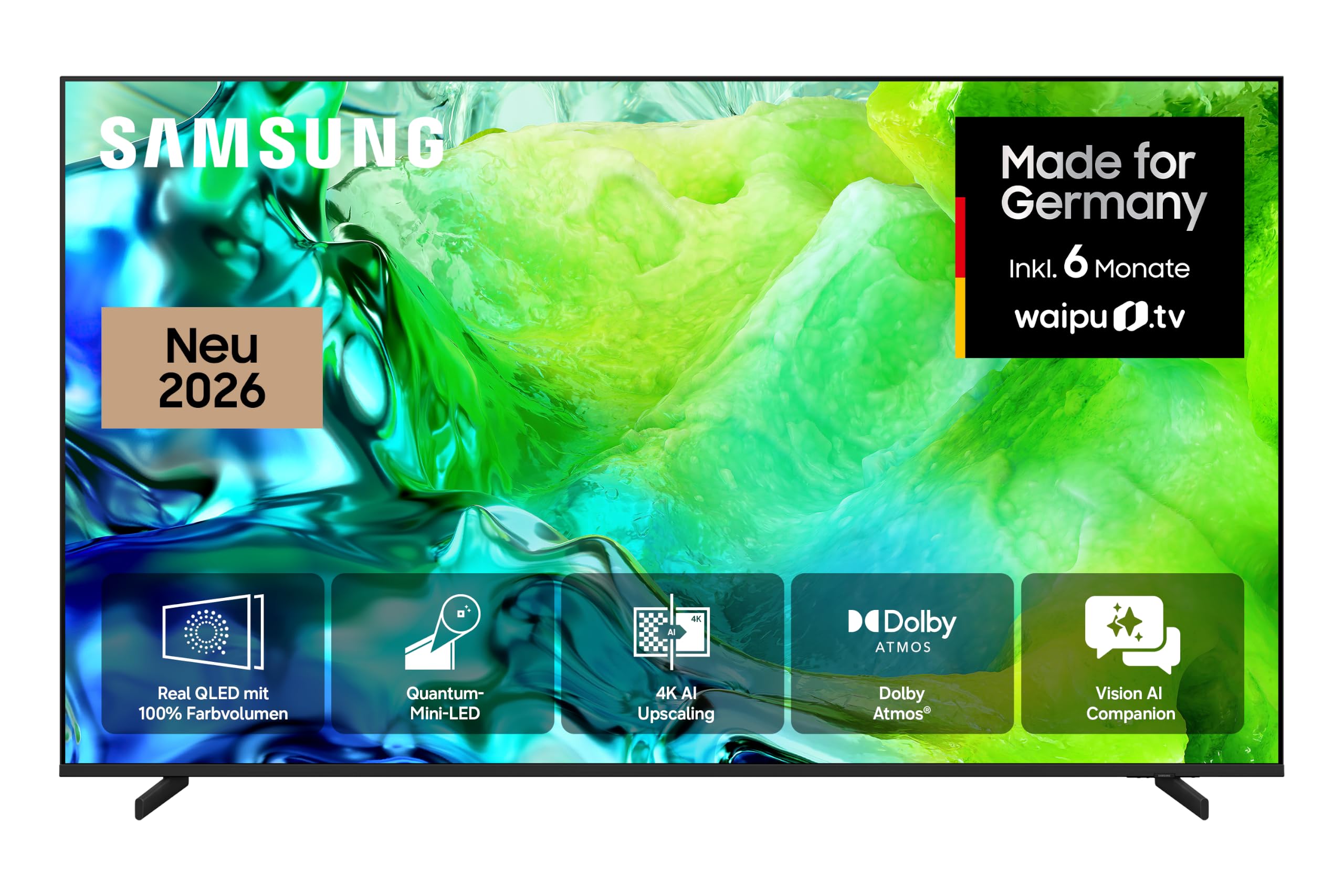 Samsung Neo QLED QN80H 4K 50 Zoll (125 cm), UHD Fernseher, Quantum-Mini-LED für ultrafeine Kontraste, 4K AI Upscaling, Adaptive Sound Pro, Gaming Hub, AI Companion für Deine Fragen, AI Gen 2 Smart TV