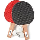 JOOLA Essentials Duel 2-Player Table Tennis Paddle Set with 2 Ping Pong Paddles &amp; 3 Balls - Pips Out Hardbat Ping Pong Rackets Great for All Playing Levels &amp; Ages - White Balls