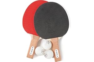 JOOLA Essentials Duel 2-Player Table Tennis Racket Set with 2 Ping Pong Paddles & 3 Balls - Pips Out Hardbat Ping Pong Rackets Great for All Playing Levels & Ages - White Ping Pong Balls