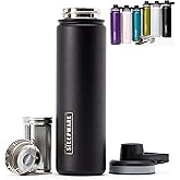 The Tea Spot Steepware Tea Tumbler and Thermos, 22oz, Tea Bottle with tea infuser for loose leaf tea or iced coffee, Sleek Double Wall Tumbler & Insulated Travel Bottle - Black