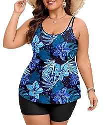 Plus Size Swimsuit for Women Over 50 Scoop Neck Two