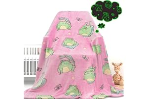Gdindff Cute Frog Blanket Glow in The Dark Blanket for Kids Frog Gifts for Women Soft Fleece Blanket Pink Frogs Stuff Birthday Gifts