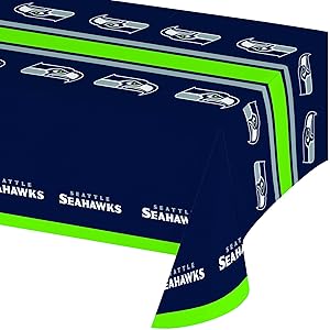 Creative Converting Officially Licensed NFL Plastic Table Cover, 54x102, Seattle Seahawks