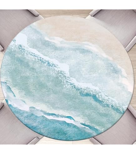 Coastal Turtle Round Tablecloth - Elastic Fitted Waterproof Cover For Outdoor/Indoor Tables - 55-60 Inch