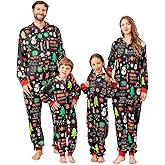 Christmas Onesie Pajamas Family Vacation Novelty One-piece Hooded Matching PJs Allover Pattern Sleepwear Nightwear