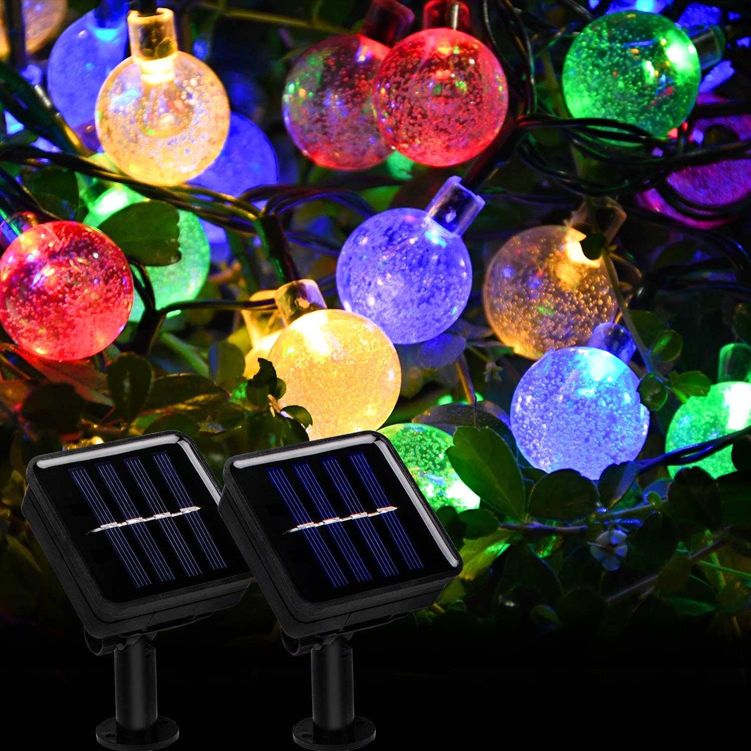 Beinhome 2 Pack Solar Globe String Lights 30 LED 21.3Ft 8 Modes Waterproof Colorful Solar Fairy Lights Outdoor Decorative for Garden, Patio, Yard Decoration