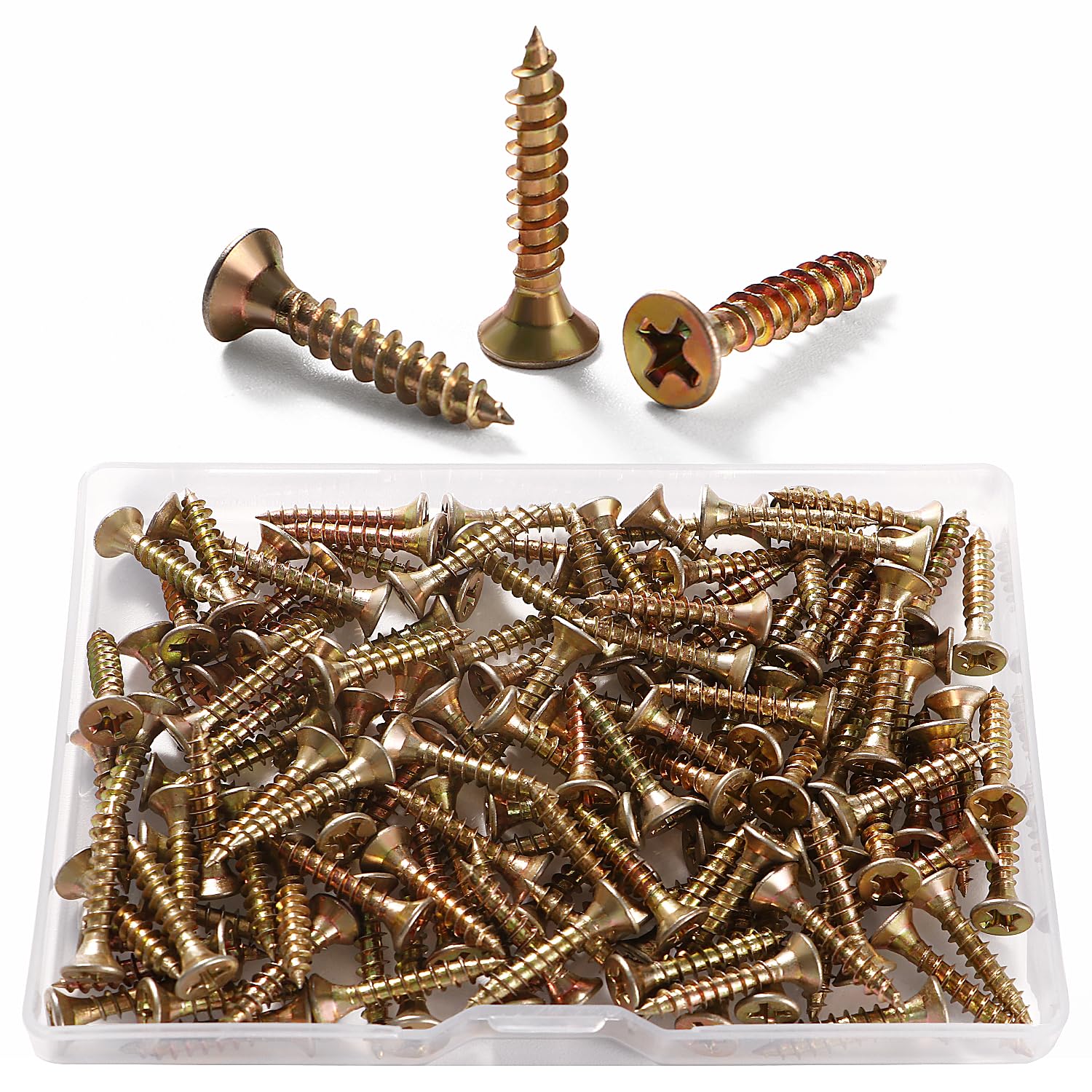VooGenzek 130 PCS M3.5 * 20 mm Coarse Thread Point Drywall Screws, Phillips Countersunk, Plasterboard Wood Screws for Plasterboard, Wood, Yellow โ image 1