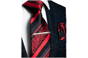 JEMYGINS Mens Floral Necktie and Pocket Square Tie Clip Sets for Men