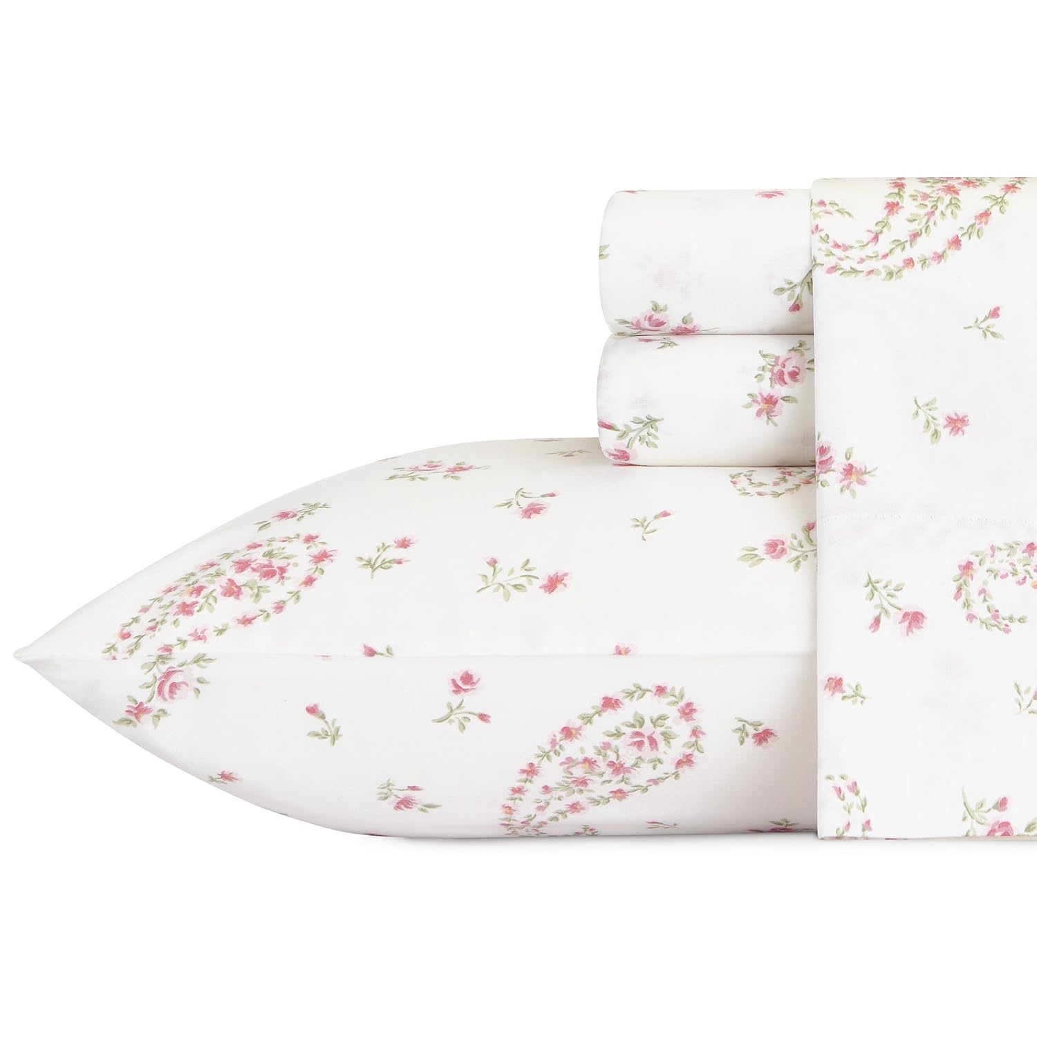 Laura Ashley Bristol Paisley Cotton Sheet Set, King, 4 Piece