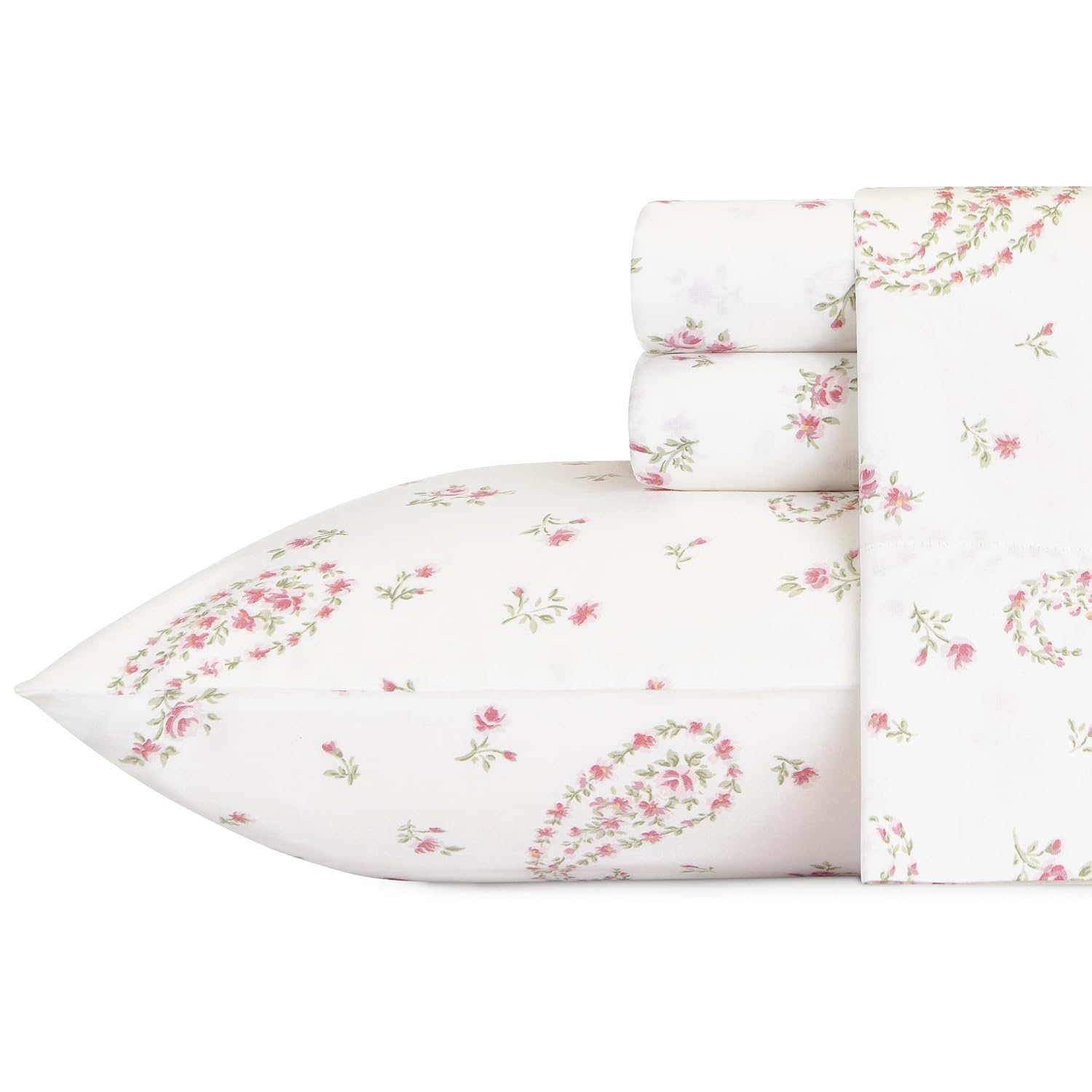 Laura Ashley Bristol Paisley Cotton Sheet Set, King, 4 Piece