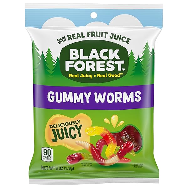 BLACK FOREST, GUMMY WORMS, 6 OUNCE