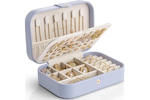 Vlando Travel Jewelry Case for Women Girls Mothers, PU Leather Portable Small Jewelry Box for Rings, Necklaces, Bracelets, Ea
