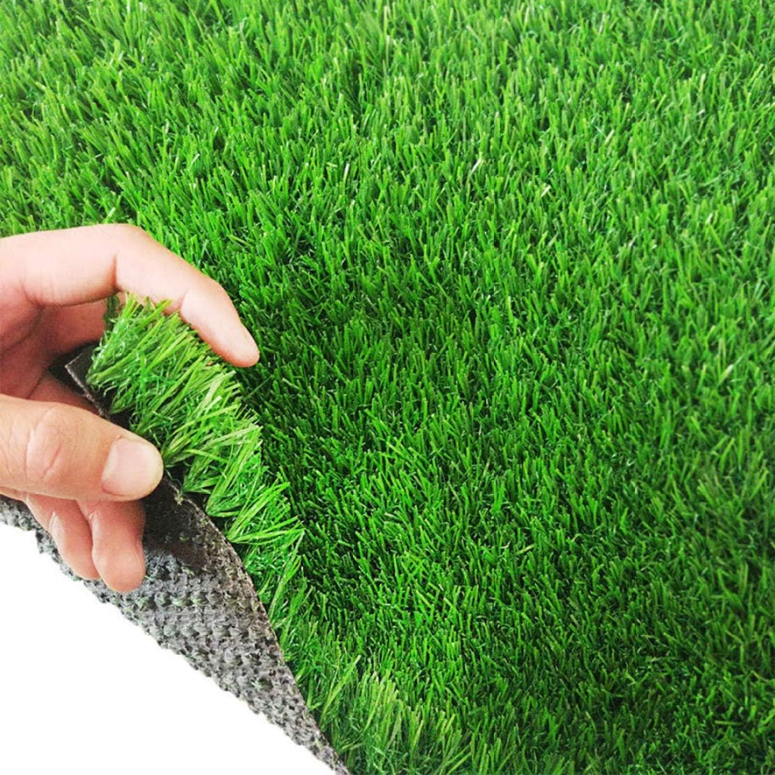 JLDN Artificial Grass Turf Rug, Synthetic Fake Grass Carpet with Drain Holes Rubber