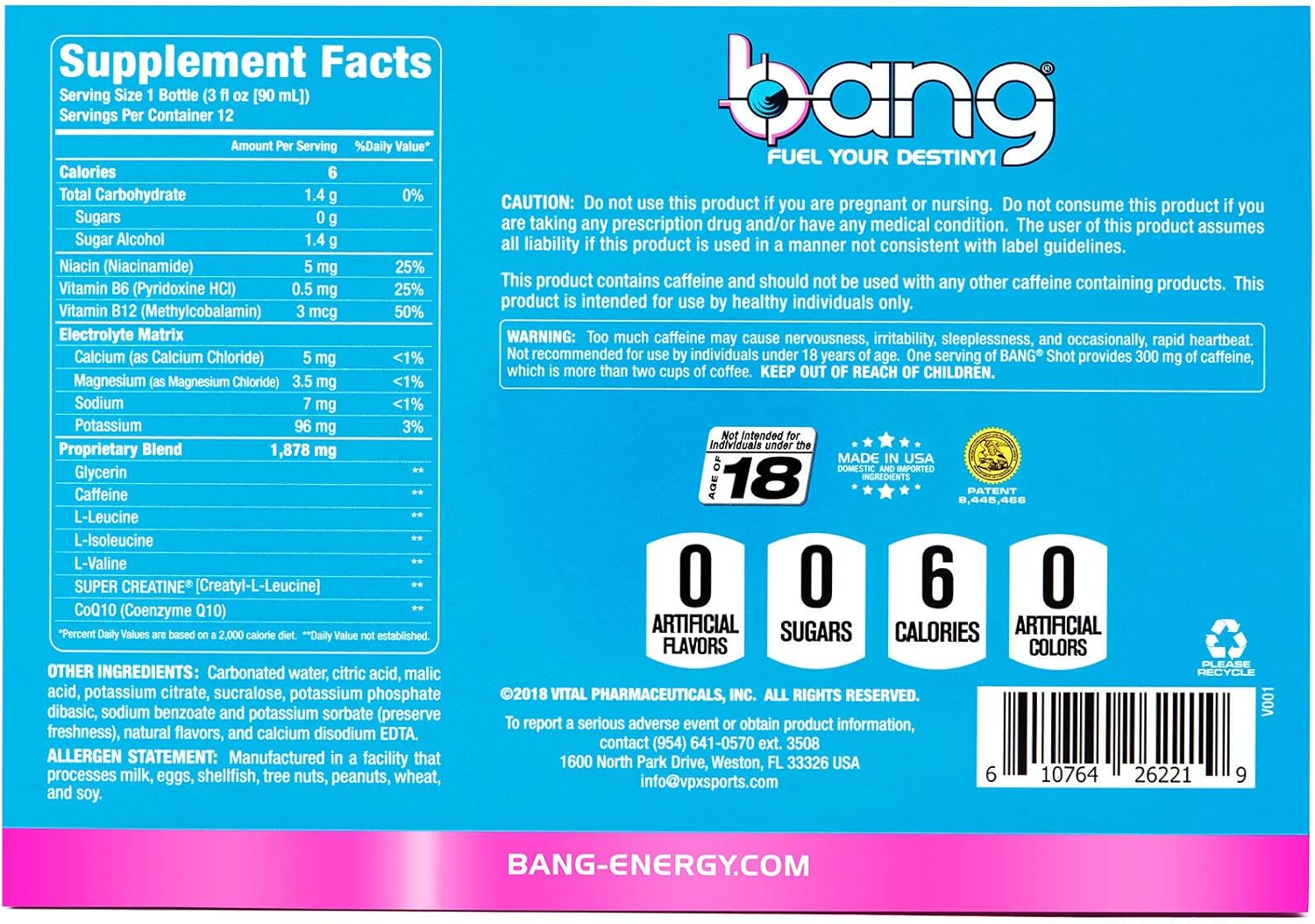 VPX Bang Shots - Rainbow Unicorn - 12 Count: Health & Personal Care