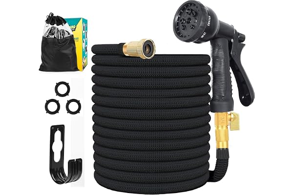 Expandable Garden Hose 50FT, 8 Spray Functions Water Hose with Water Spray Gun Multifunctional Watering Hose Outdoor Yard Lea