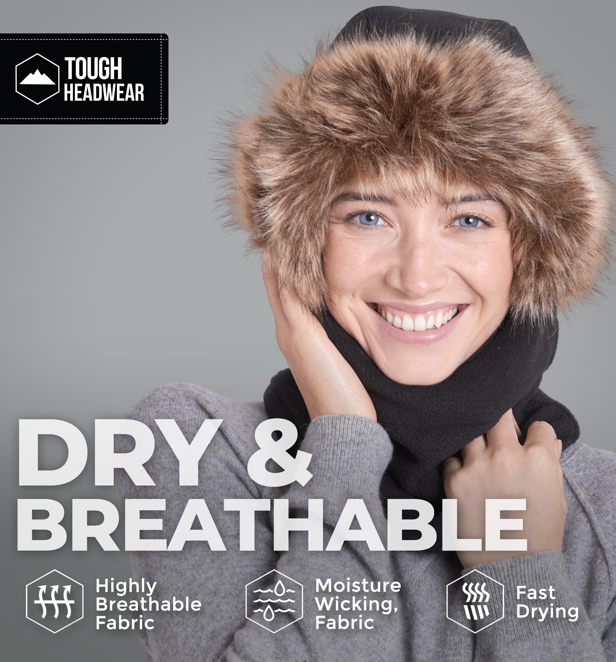 Tough Headwear Fleece Balaclava Ski Mask - Windproof Face Covering - Ski Mask for Cold Weather Gear - Winter Accessories