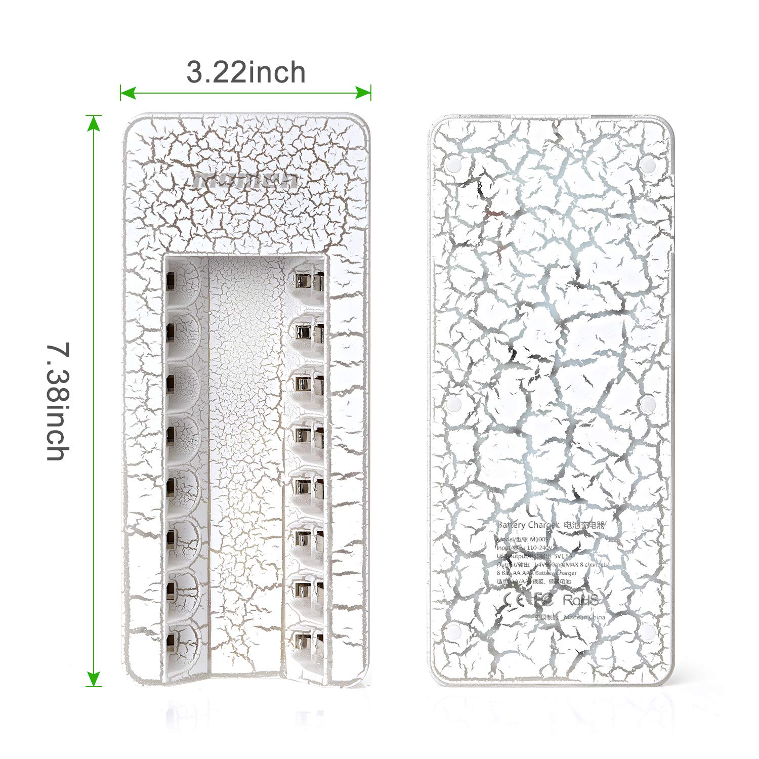 AAA Battery Charger,Momen 8 Bay AA Battery Charger with LED Light Indication for Rechargable AA/AAA Battery