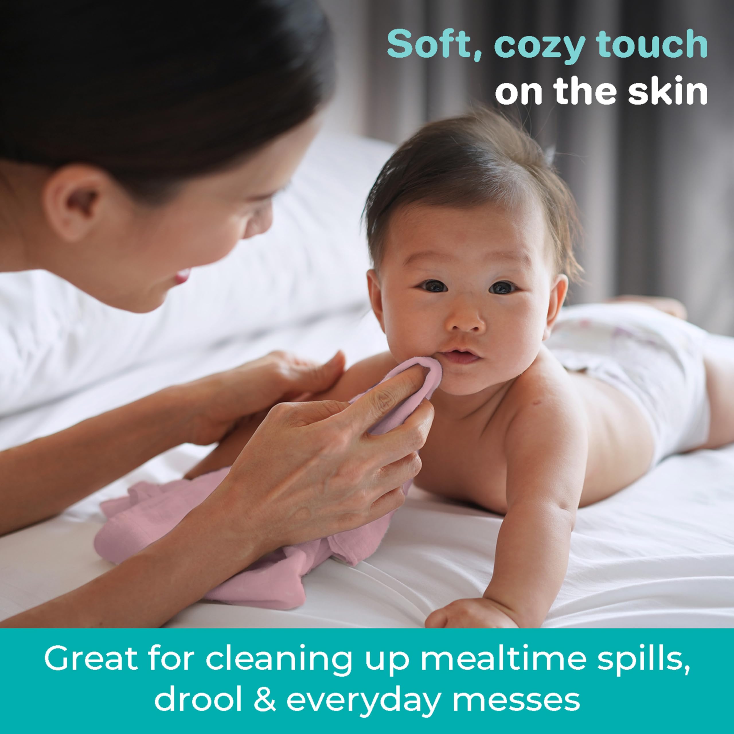 Spasilk Washcloths for Newborn Boys and Girls, Soft Terry Baby Washcloths, Baby Essentials, Ideal, Pink Lines, Pack of 10