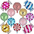 Sweet Candy Balloon Set Candies Theme Swirl Helium Mylar Foil Balloons Party Birthday Decor Supplies Round Daughters 12 Pcs C