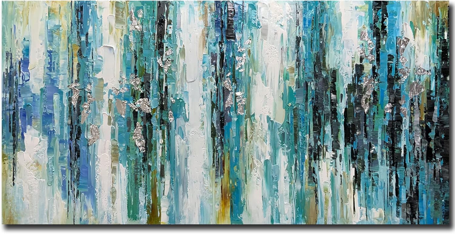 Paintings - Yotree Paintings, 24x48 Inch Paintings Abstract Artwork Oil Hand Painting 3D Art Wood Inside Framed Hanging Wall Decoration Abstract Wall Art for Livingroom