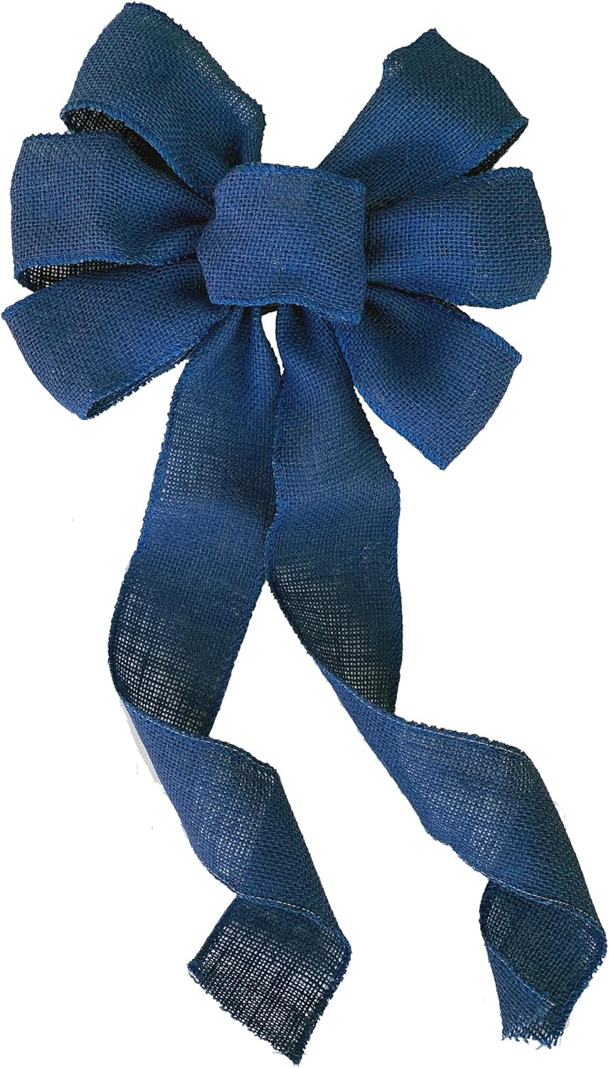 Bows & Ribbons - Navy Blue Burlap Wreath Bow - 10