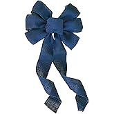 GiftWrap Etc. Navy Blue Burlap Wreath Bow - 10"x 18", Christmas Tree Decoration, 4th of July, Police Support, Patriotic, Home Decor, Rustic Farmhouse Decoration, Birthday, Election