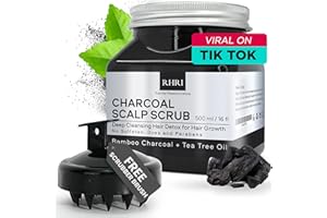 RIDA HAIR RESEARCH INSTITUTE Sulfate-Free Charcoal Scalp Scrub with Bamboo Charcoal & Tea Tree Oil | Exfoliating Hair & Scalp Treatment for Detox, Dandruff & Build-Up | Scalp Exfoliator Scrub ( 16 Fl Oz )