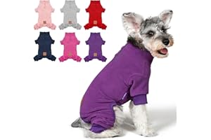 cyeollo Dog Pajamas Fleece Dog Pjs Jumpsuit Thermal Dog Onesie Stretchable Doggie Warm Pet Winter Coat for Small Dogs, Color Purple M