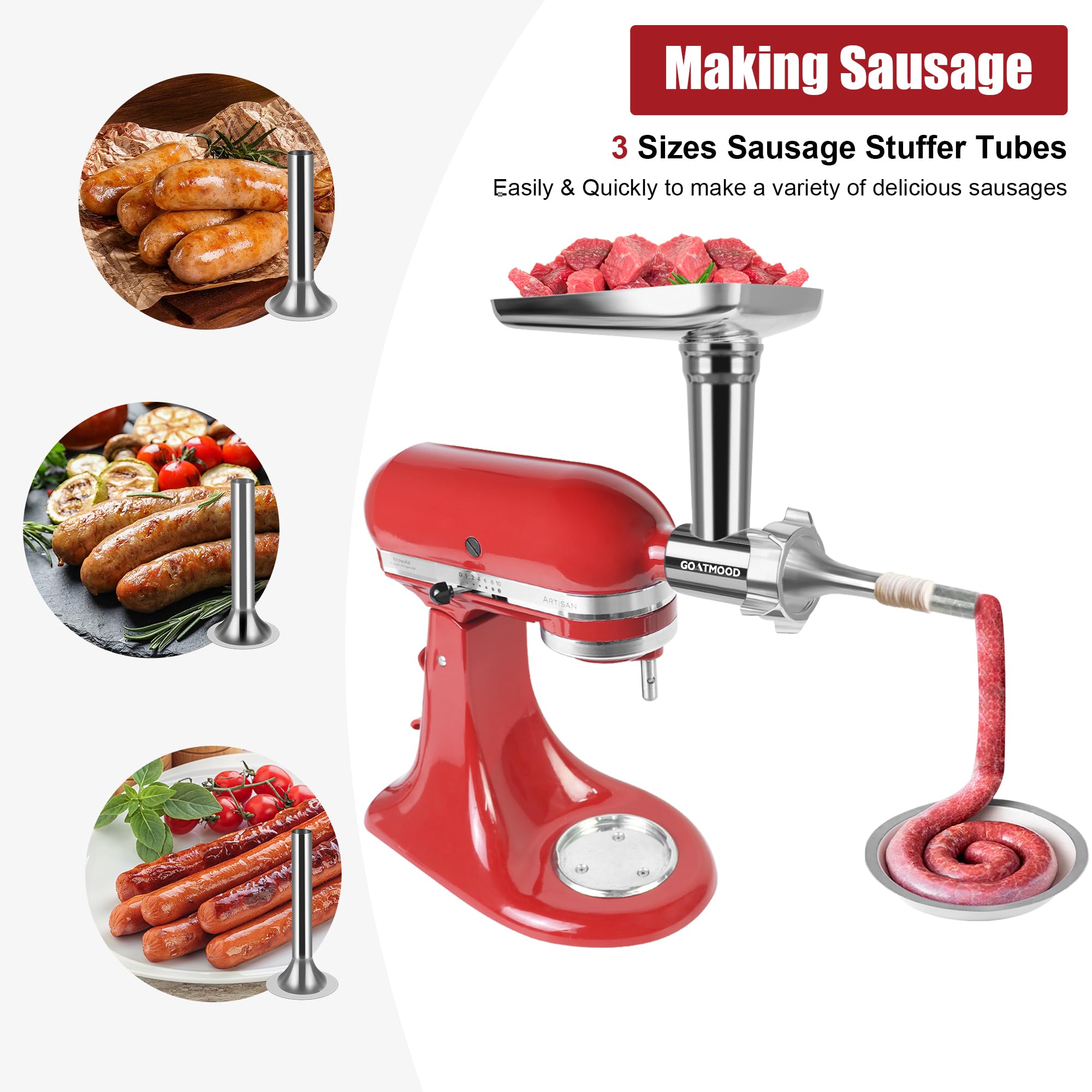 Meat Food Grinder Attachment Compatible with KitchenAid Stand Mixers, Food Grinder for Meat Grinder Attachment, Meat Grinder, Sausage Stuffer