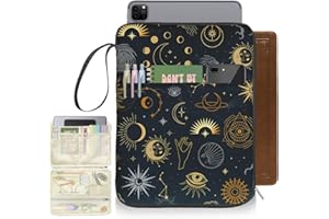 QRZIQRZ Sun and Moon Book Sleeve Cover, Mysterious Tarot Eye Protector Case With Zipper, PU Leather Waterproof Cover Bag, Portable Pouch for Paperback Hardcover Lovers Gifts