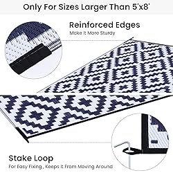 Smiry Waterproof Outdoor Rug 6x9 ft, Reversible