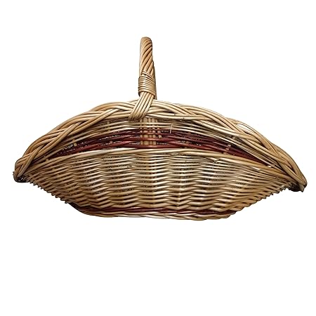 Kaminholzkorb, Allzweckkorb aus geschälter Weide und Innenbezug aus Jute, stabiler, Zeitungskorb mit Tragehenkel, ca. 65 x 40 x 40 cm