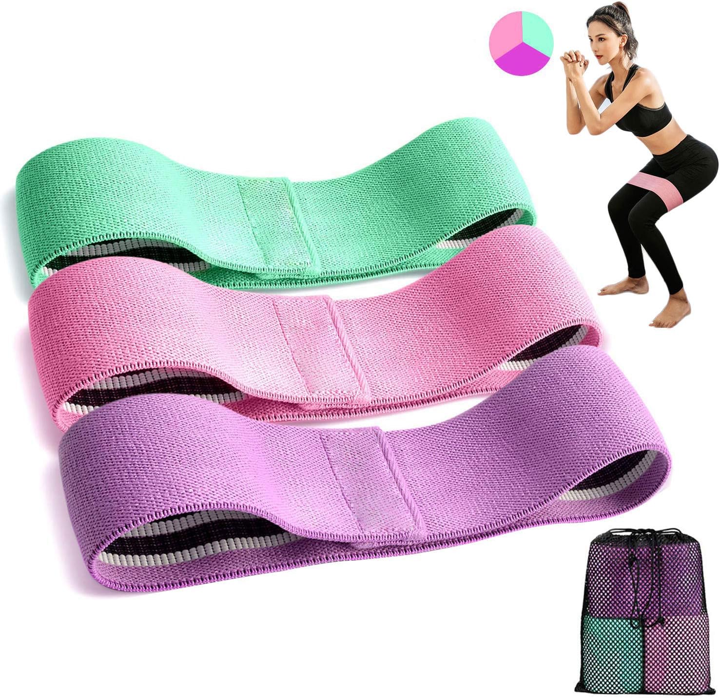 Hossom Resistance Bands, 3 Resistance Level Workout Booty Bands, Exercise Loops with Non-Slip Design for Hips & Glutes, Exercise Bands Women and Men, Best for Home Fitness, Yoga, Pilates