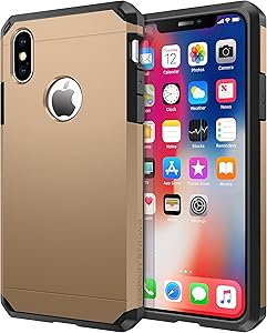 ImpactStrong Compatible with iPhone X Case/iPhone Xs Case, Heavy Duty Dual Layer Protection Cover Heavy Duty Case Designed for iPhone X/Xs 5.8 inch (2018) - Gold