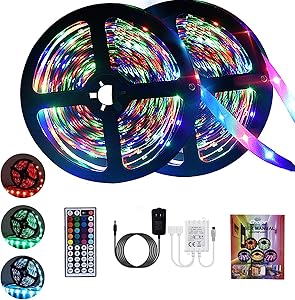 Chalpr LED Strip Lights 32.8ft, RGB LED Light Strip,3528 SMD 600 LED Color Changing Tape Light with 44 Keys Remote LED Lights for Bedroom, Home Decoration, TV Backlight, Kitchen, Bar,Party