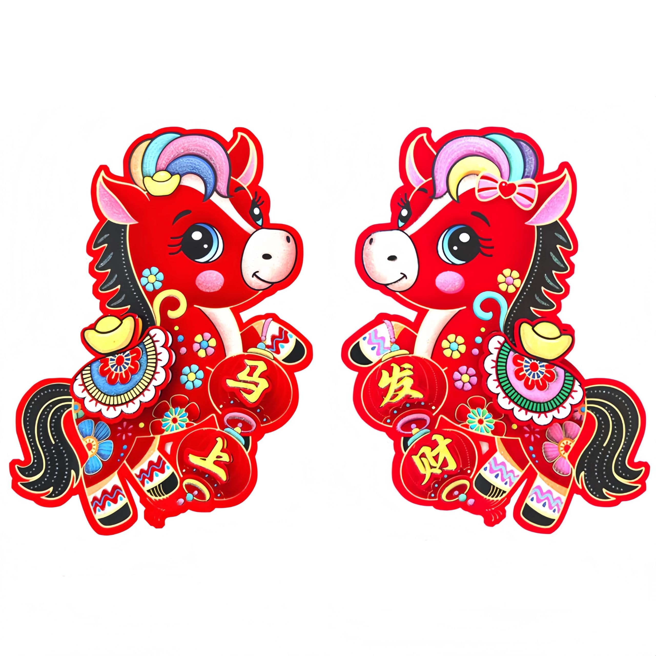Photo 1 of 2PCS 2026 Chinese New Year Door Sticker,Chinese New Year Decorations Horse,Lunar New Year Wall Window Clings for Home Party Decoration,Spring Festival Window Cling Decal for Wall Closet