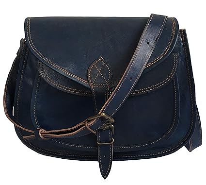 ArtandCraft A&C 13 INCH Leather Purse Women Shoulder Bag Crossbody Satchel Ladies Tote Travel Purse Genuine Leather - Turquoise blue