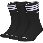 adidas Men's Cushioned 3-Stripe Socks 3 Pairs | 3-Pack, Targeted Cushioning, Arch Support, Breathable Moisture-Wicking, Reinforced Heel &amp; Toe, All-Day Comfort