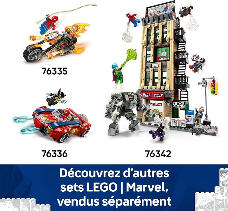 ǀ Marvel Le Combat Légendaire Entre Spider-Man et Sandman - Jouet de Super-Héros avec 3 Minifigurines Dont Venom - Chantier de Construction - Cadeau pour Garçon & Fans du Film dès 9 Ans 76334