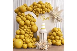 Awenztech 110pcs Mustard Yellow Balloons, 18 12 10 5 inch Mustard Balloons Different Sizes Yellow Balloon Garland for Baby Shower Sunflower Thanksgiving Fall Birthday Party Decorations