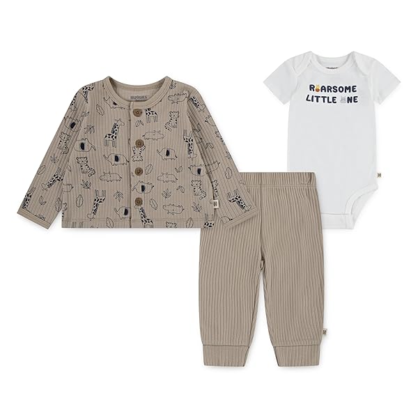 HUGGIES BODYSUIT, SWEATER AND PANTS 3-PIECE OUTFIT SET