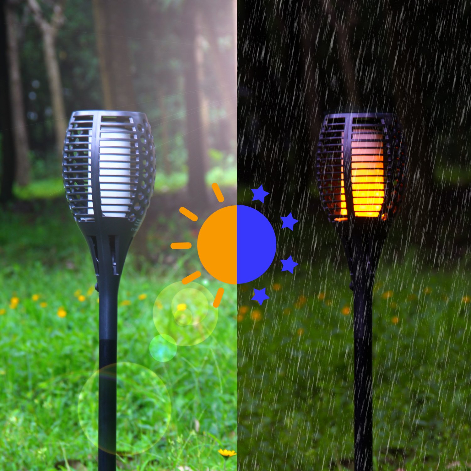 Solar Torch Lights, OxyLED Solar Garden Path Light with Realistic
